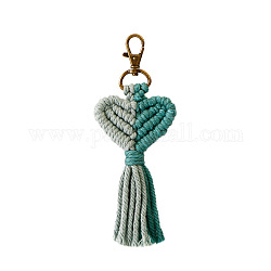 Porte-clés pompon saint valentin, sac à tricoter pendentif coeur porte-clés, avec les accessoires en alliage de zinc, dark cyan, 160~180x60~65mm