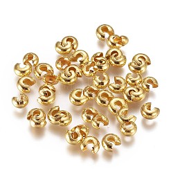 Латуни обжимной шарики охватывает, золотые, 4x3.5x2.5 мм, отверстия: 1 мм, около 100 шт / мешок