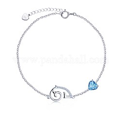 925 стерлингового серебра шарм браслеты, со стеклянным искусственным камнем и кабельными цепочками, созвездий, Козерог, глубокое синее небо, серебряные