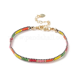 Bracelet en perles de graines japonaises faites à la main pour femmes, colorées, 7-3/8 pouce (18.8 cm)
