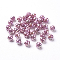 Eco-Friendly Poly Styrene Acrylic Beads, AB Color Plated, Round, Purple, 3mm, Hole: 1mm, about 40000pcs/500g