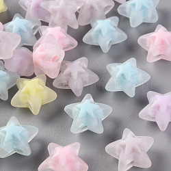 Transparent Acrylic Beads, Frosted, Bead in Bead, Star, Mixed Color, 15.5x16x9.5mm, Hole: 3mm, about 569pcs/500g