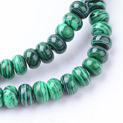 Chapelets de perles en malachite synthétique, rondelle, 6x4mm, Trou: 1mm, Environ 95~98 pcs/chapelet, 14.17~14.96 pouce