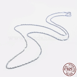 Colliers chaîne singapour en argent sterling plaqué rhodium 925, colliers de chaîne de vague d'eau, à ressort fermoirs à anneaux, avec 925 timbre, platine, 18 pouce (45 cm)