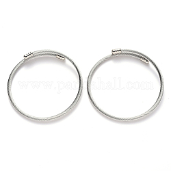 Adjustable 304 Stainless Steel Bangle Making, with Brass Cord Ends, Stainless Steel Color, Inner Diameter: 2-1/4 inch(5.6cm)