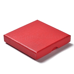 Картон комплект ювелирных изделий коробки, с губкой внутри, квадратный, красные, 9.05~9.1x9.1~9.15 ~ x1.5~1.6 см