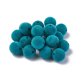 Perles acryliques flocky, ronde, turquoise foncé, 16mm, Trou: 1.8mm