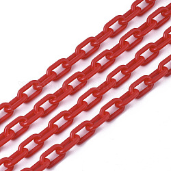 Непрозрачные акриловые кабельные цепи, овальные, красные, 13x8x2 мм, 19.68 дюйм (50 см) / нить