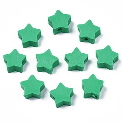 Manuell Polymer Ton Perlen, Stern, Meergrün, 8.5~9x9~9.5x4~5 mm, Bohrung: 1.6 mm