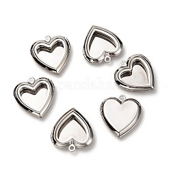 Ciondoli medaglione in ottone, cuore, platino, 25x23x5mm, Foro: 1.5 mm