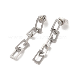 304 orecchini pendenti con catena in acciaio inossidabile da donna, colore acciaio inossidabile, 42x5.5mm