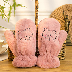 Gants mitaines en velours, gants chauds d'hiver pour femmes mignonnes, gants coupe-vent, motif ours/chien, Motif Ours, 24.7 cm