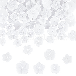 Nbeads 150 pieza de cuentas de flores de resina opaca, 3 estilos de tapas de abalorios de resina de flores blancas, tapas de extremos florales de 5 pétalos para diy, collar, pendientes, fabricación de joyas