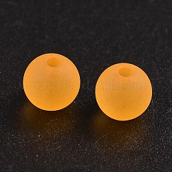 Perles de boule en acrylique transparente, style mat, ronde, orange, 8mm, Trou: 2mm, environ 1892 pcs/500 g