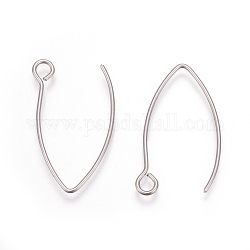 304 Stainless Steel Earring Hooks, Ear Wire, with Horizontal Loop, Stainless Steel Color, 26x15.5mm, Hole: 2.5mm, 20 Gauge, Pin: 0.8mm