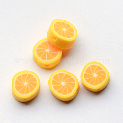 Perles de citron en argile polymère faites à la main, or, 10x4.5mm, Trou: 1~2mm
