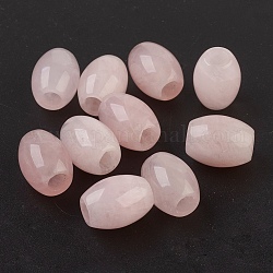 Natürlichen Rosenquarz europäischen Perlen, Großloch perlen, Fass, 15~17x12~13.5 mm, Bohrung: 4.5~5 mm