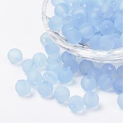 Transparente Acryl Perlen, Runde, matt, Licht Himmel blau, 4 mm, Bohrung: 1 mm, ca. 14000 Stk. / 500 g