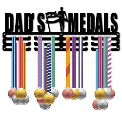 Scaffale da parete espositore porta medaglie in ferro alla moda, 3 riga, con viti, nero, parola medaglie di papà, umano, 150x400mm, Foro: 5 mm