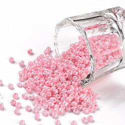 Abalorios de la semilla de cristal, colores opacos semilla, redondo, rosa, 2mm, agujero: 1 mm, aproximamente 6666 unidades / 100 g