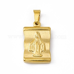 304 Stainless Steel Pendants, Rectangle with Queen and Cross, Golden, 24x15x4mm, Hole: 6x5mm