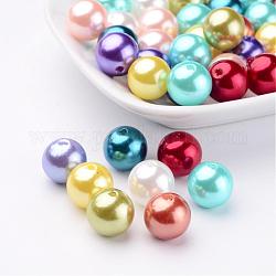 ABS Plastic Imitation Pearl Round Beads, Mixed Color, 12mm, Hole: 2mm