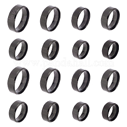 Unicraftale 16 шт. черное пустое кольцо 8 размера из титановой стали с лазерной надписью простое пустое кольцо на палец металлическое гипоаллергенное обручальное кольцо классическое простое кольцо для изготовления ювелирных изделий в подарок