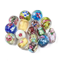 Perles vernissées manuelles, formes mixtes, couleur mixte, 10.5~18.5x9.5~14mm, Trou: 1.6~2mm, environ 24 pcs / sachet 