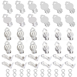 Unicraftale 60 pezzo 2 risultati per orecchini a clip in acciaio inossidabile taglia 304, clip sugli orecchini, rotondo e piatto, con 100 pezzo di anelli di salto aperti, colore acciaio inossidabile, 18~19.5x10~12x7~8.5mm, Foro: 3 mm, 30pcs / size