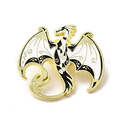 Animal Enamel Pin, Light Gold Alloy Badge for Clothes Backpack, Dragon Pattern, 28x30.5x1.5mm