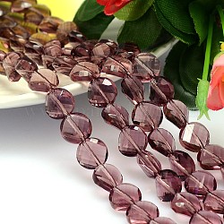 Chapelets de perles plates et rondes de cristal autrichien à facettes, grade AAA, violet, 10x5mm, Trou: 0.9~1mm, Environ 40 pcs/chapelet, 15.7 pouce