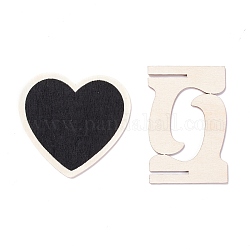 Segni di mini lavagna in legno cuore, con supporto, per la decorazione di matrimoni e feste di compleanno, nero, 7.5x7x0.2cm