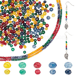 Arricraft 2 fili di perle di calcedonio naturale, 2 misura perline di pietra di cristallo tinto rondelle sfaccettate pietre preziose di colore misto perline sciolte ciondoli per gioielli orecchino collana bracciale 0.8-1mm