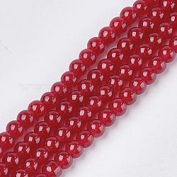 Chapelets de perles en verre craquelé peint, ronde, rouge, 6mm, Trou: 1.3~1.6mm, Environ 133 pcs/chapelet, 31.4 pouce