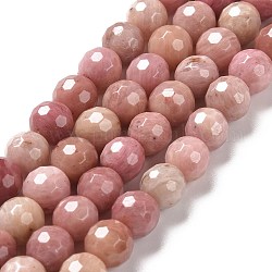 Natur Rhodonit Perlen Stränge, facettiert (128 Facetten), Runde, 6.5 mm, Bohrung: 1 mm, ca. 59 Stk. / Strang, 14.96'' (38 cm)