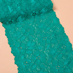 Pizzo elastico elasticizzato, nastro di pizzo motivo floreale, per il cucito, decorazione di abiti e confezioni regalo, verde, 16cm