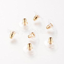 Ohrmuscheln aus Messing, Bullet-Clutch-Ohrringrücken mit Pad, für hängende Ohren, Nickelfrei, golden, 12x12x7 mm, Bohrung: 1 mm