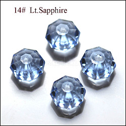 Perles d'imitation cristal autrichien, grade AAA, facette, octogone, bleuet, 6x4mm, Trou: 0.7~0.9mm