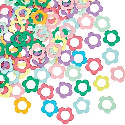 Gorgecraft Alloy Knitting Stitch Marker Rings, Flower, Mixed Color, 1.65x1.7x0.1cm, Inner Diameter: 9.5mm, 60pcs/box