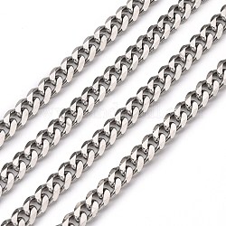 Men's Jewelry Making 201 Stainless Steel Curb Chains, Unwelded, Faceted, Stainless Steel Color, 8x6x2mm