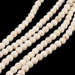Filo di perline turchesi sintetici, tinto, tondo, bianco, 6mm, Foro: 1.2 mm, circa 67pcs/filo, 15.75 pollice