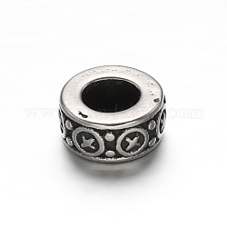 Intercalaire perles en 304 acier inoxydable, colonne, argent antique, 10x4.5mm, Trou: 5mm