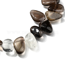 Abalorios de cuarzo ahumado naturales hebras, cuentas perforadas superiores, piedra caída, lágrima, 9~20x7~15x5~8mm, agujero: 1 mm, aproximamente 43~45 pcs / cadena, 15.35 pulgada (39 cm)