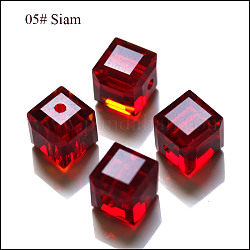 Abalorios de cristal austriaco de imitación, aaa grado, facetados, cubo, de color rojo oscuro, 4x4x4 mm (tamaño dentro del rango de error de 0.5~1 mm), agujero: 0.7~0.9 mm