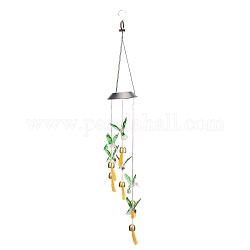Carillon éolien colibri à énergie solaire led, imperméable, avec la cloche, accessoires en résine et en fer, pour l'extérieur, jardin, Cour, décoration de festival, verte, 92 cm