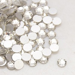 Glass Flat Back Rhinestone, Grade A, Back Plated, Faceted, Half Round, Crystal, 3.8~4mm, about 1440pcs/bag