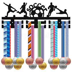 Вешалка для медалей из модного дерева, 2-строчная настенная стойка, с винтами и дюбелем, футбол, 150x400 мм, отверстие : 5 мм
