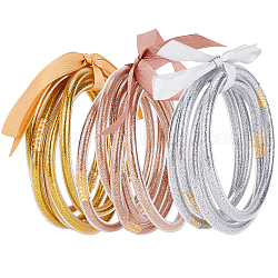 Benecreat 15шт 3 цвета желе цвет ПВХ пластиковые браслеты набор, браслеты с блестками для женщин, разноцветные, 2-1/2 дюйм (6.3 см), 5 шт / цвет