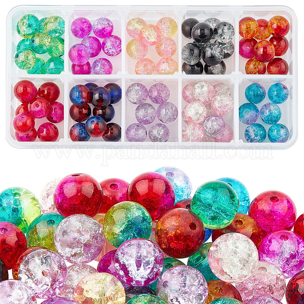 Shop PH PandaHall 4mm 6mm 8mm Crackle Glass Beads 2720pcs 24 Color ...