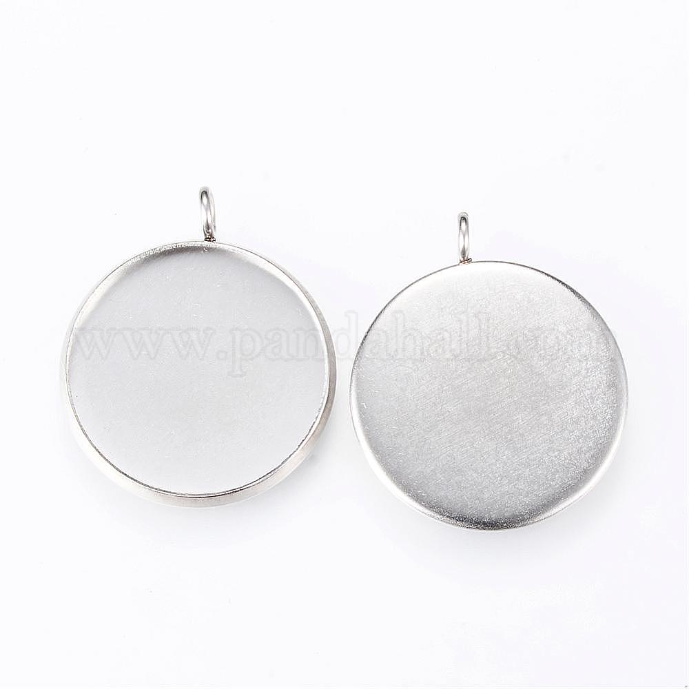 UNICRAFTALE Pendentifs Cabochon 304 Acier Inoxydable - Connecteurs Ronds Avec Cabochons En Verre - 7 Tailles